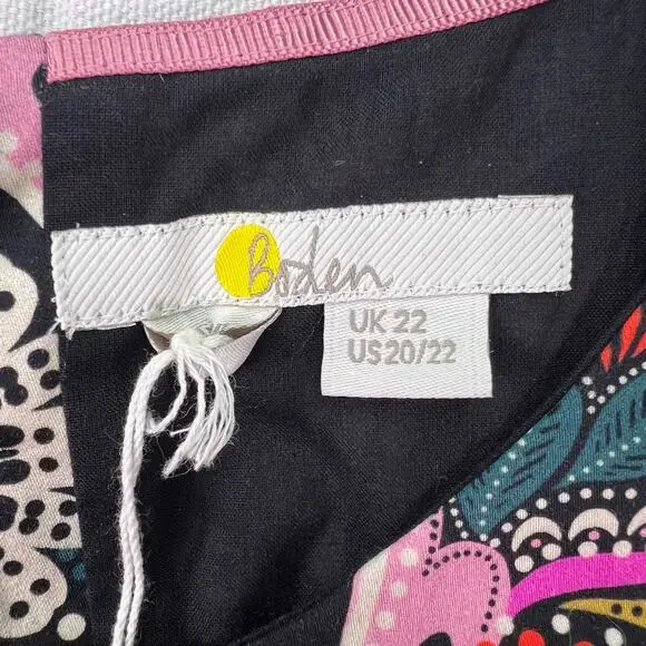 Boden Maxi Dress Open Back Cutout Paisley Floral Black Plus 20 22 NWT Pockets - Picture 7 of 16